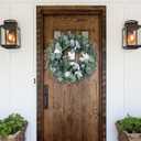 Door Wreath Green Eucalyptus for Front Door Wreaths Spring Summer Wreath Artificial Leaves Wreaths for All Season Home Farmhouse Porch Year Round Outdoor Wall Decorating,20 Inch