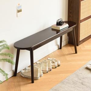 Entryway Bench, Solid Wood Dining Bench, Midcentury End of Bed Bench w/Rounded Corner, Outdoor Bench w/Robust Construction, Bedroom Bench, 10.24" W x 17.72" HWalnut 39.4inches