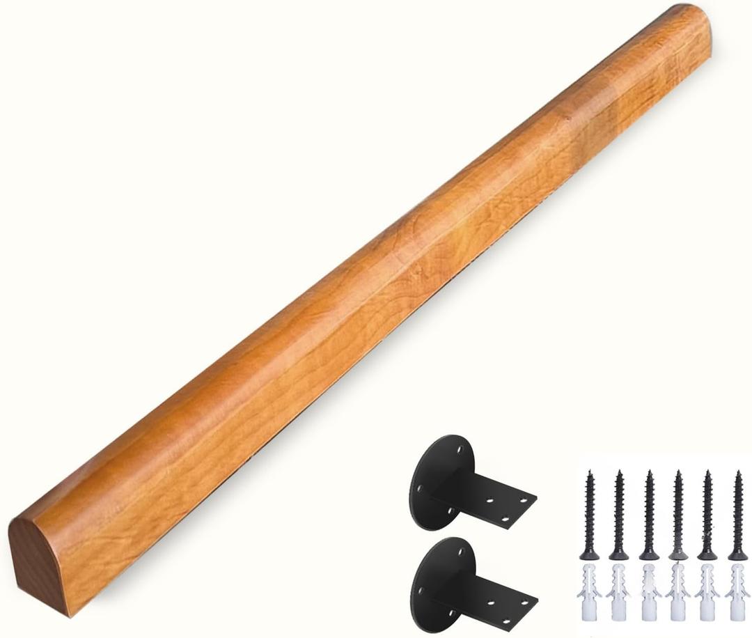 Wooden Handrails, 1-20ft Non-Slip Staircase Handrail, for Home Garden Corridor Lofts Kindergarten Guardrail Decking Railings, Wall Mounted Barrier-Free Staircase Grab Bar for Elderly (Size : 4ft)