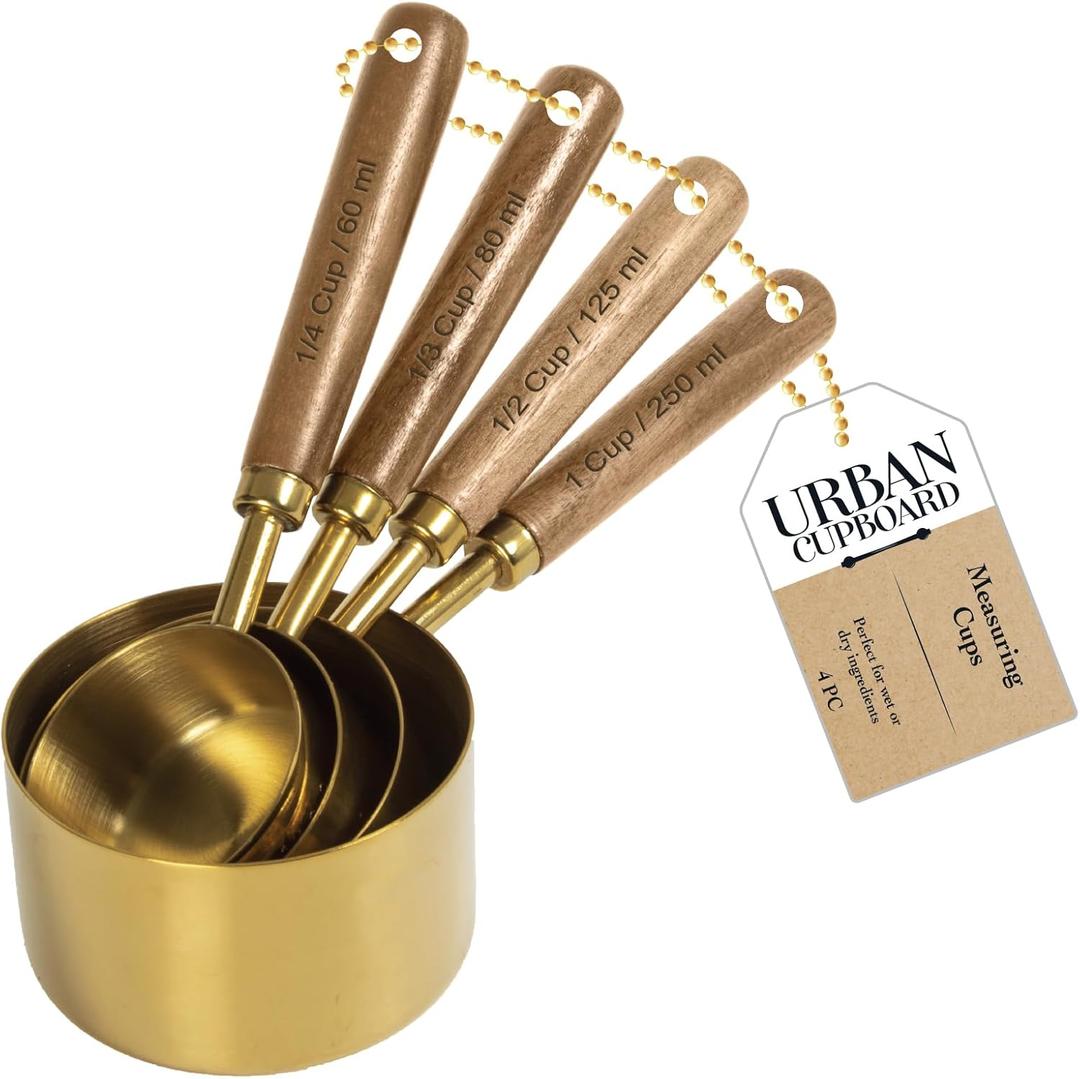 Measuring Cups, Gold, Standard Measurements, Set of 4