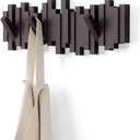 Umbra Sticks Wall-Mounted Coat Rack Rail Hook with 5 Retractable Pegs  Modern, Space-Saving Storage Organizer, Espresso