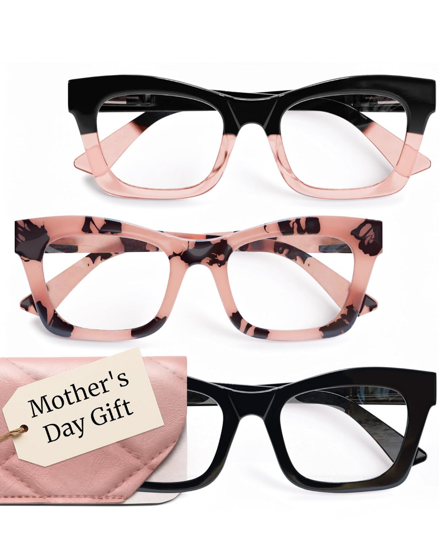 CCVOO 3 Pack Oprah Reading Glasses for Women, Eyeglasses, Blue Light Readers for Women, Computer Eye Glasses, Cheaters