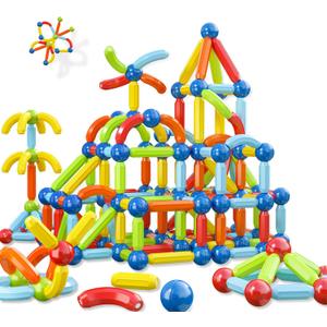 Toddler Magnetic Blocks Building Toys, Kids Montessori Toys for 3 4 5+ Year Old Girls Boys, Educational Magnetic Sticks and Balls Learning Stem Preschool Toys, Construction Sensory Toys Birthday Gifts