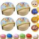Dumpling Squishy Mystery Box, Glitter Dumpling, Dumplings Style Stress Balls for Adults and Kids, Cute Steamer Basket Design with Squeezable Bun Stress Relief Fidget Toys (4 PCS)