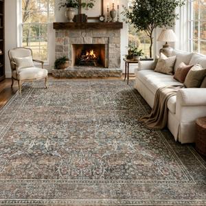 JOLLYVOGUE 8x10 Area Rugs for Living Room, Vintage Washable Rug, Brown