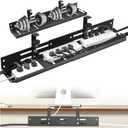 No Drill Under Desk Cable Management Tray, 17-30 Retractable Cord Organizer for Table, Clamp Mount Wire Basket, Power Strip Holder & Metal Cord Organizer for Office, Home