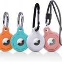 Compatible with AirTag, Protective Soft Silicone Cover, 4 Pack Silicone Holders and Keychain Cases (Orange, Teal, White, Pink)