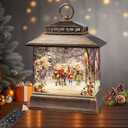 Christmas Snow Globe Lantern Water Glittering Lantern with 8 Songs & 6H Timer Romote Control Christmas Snow Globes USB & Battery Operated for Christmas Festival Decorations Gifts (Christmas Carol)