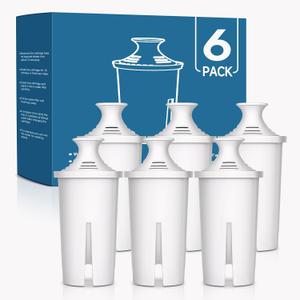 5 Pack Water Filters Compatible with Brita Pitchers, BPA-Free, US Standard, Fits Water Pitchers and Dispensers, Reduces Copper, Cadmium and Mercury Impurities, 50 Gallons