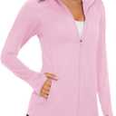 MAGCOMSEN Women's Zip Up Lightweight Long Sleeve Jacket UV Sun Protection Quick Dry Active Shirts Jacket with Zipper Pockets Light Pink 2XL