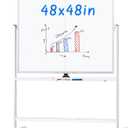 Maxtek Rolling Whiteboard, 48x48 Large Magnetic White Board with Stands, Big Double-Sided White Board Dry Erase on Wheels for Homeschool, Home Office, Office, School
