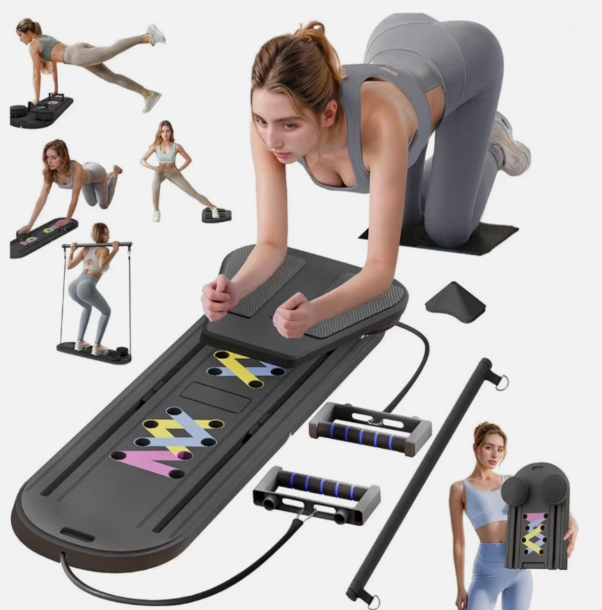 Portable 6-in-1 Pilates Board for Home Workouts, Foldable Reformer Machine