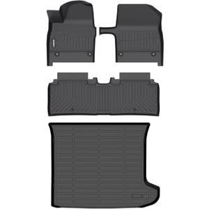GINOWY-Floor Mats & Cargo Liner for Full Set for Kia EV6 2025 2026, TPE All Weather Protection Car Mats EV6, Custom for Floor Liners, Anti-Slip Trunk Mat EV6 Accessories Black