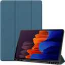 Tablet Cover for Samsung Galaxy Tab S8 Plus 2022 SM-X800 X806 / S7 FE 2021 T730 / S7 Plus 2020,Folio Stand Lightweight Leather Case for Samsung Galaxy Tab S8+/S7+/S7 FE 12.4" (TPU-Dark green)