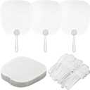 Homaisson 50 PCS Sublimation Handheld Fans, Church Fans Handheld Set, DIY Sublimation Blank Fans, Palm Leaf Shape Clear Plastic Fans for Wedding, Party, Crafting, Easy Assembly