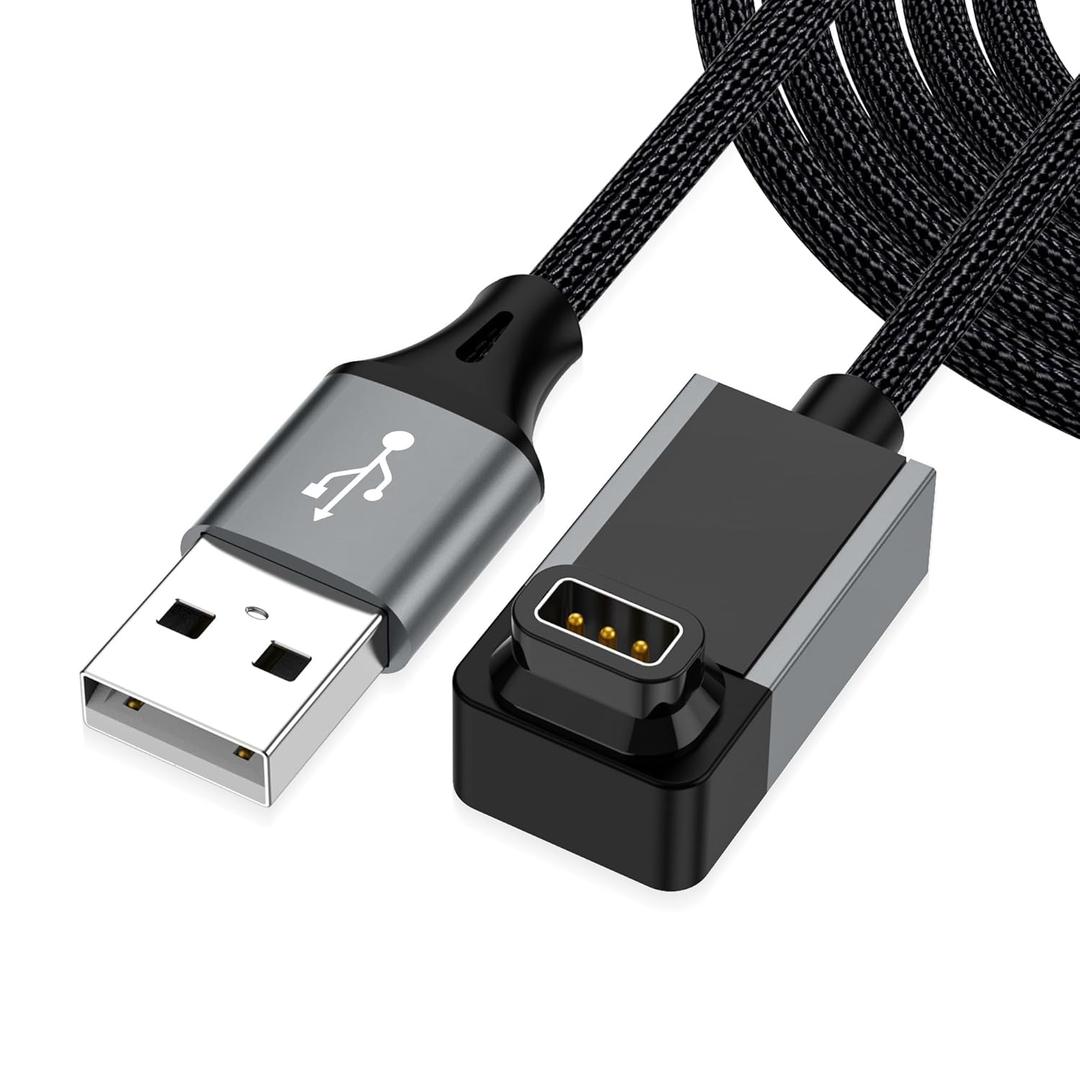 AGVEE 2 Pack 1.5ft Angled Replacement Charger Cable for Coros Smartwatch, 90 Degree Braided Cord for Coros Pace 3/Pace 2/Apex 2 Pro/Apex 2/Apex/Vertix 2/Vertix, Dark Gray