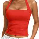 Avidlove Womens Tank Tops Double Layer Summer Ruched Going Out Tops Basic Cami Sexy Crop Tops Y2k Outfits Red M (Red, M)