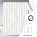 Beige Khaki Shower Curtain for Bathroom with Hooks, Extra Long Shower Curtain Set Stripe Bath Curtains Decorative White Shower Curtains Weighted Hem Water Repellent Washable, 72 x 84