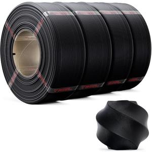 MarsWork PLA Matte Refill Filament 4-Pack Bundle (4kg/8.8lbs) for Reusable Spools, 1.75mm Spool-Less Bulk PLA 3D Printing Filament, Compatible with Bambu Lab 3D Printers – Black x 4