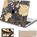 Mektron Case for MacBook Pro 16 Inch A2141 Cover 2019 Release 16" with Liquid Retina Display/Touch ID, Plastic Hard Shell with Keyboard Skin & Screen Protector & Dust Plug, Peony Flowers C186