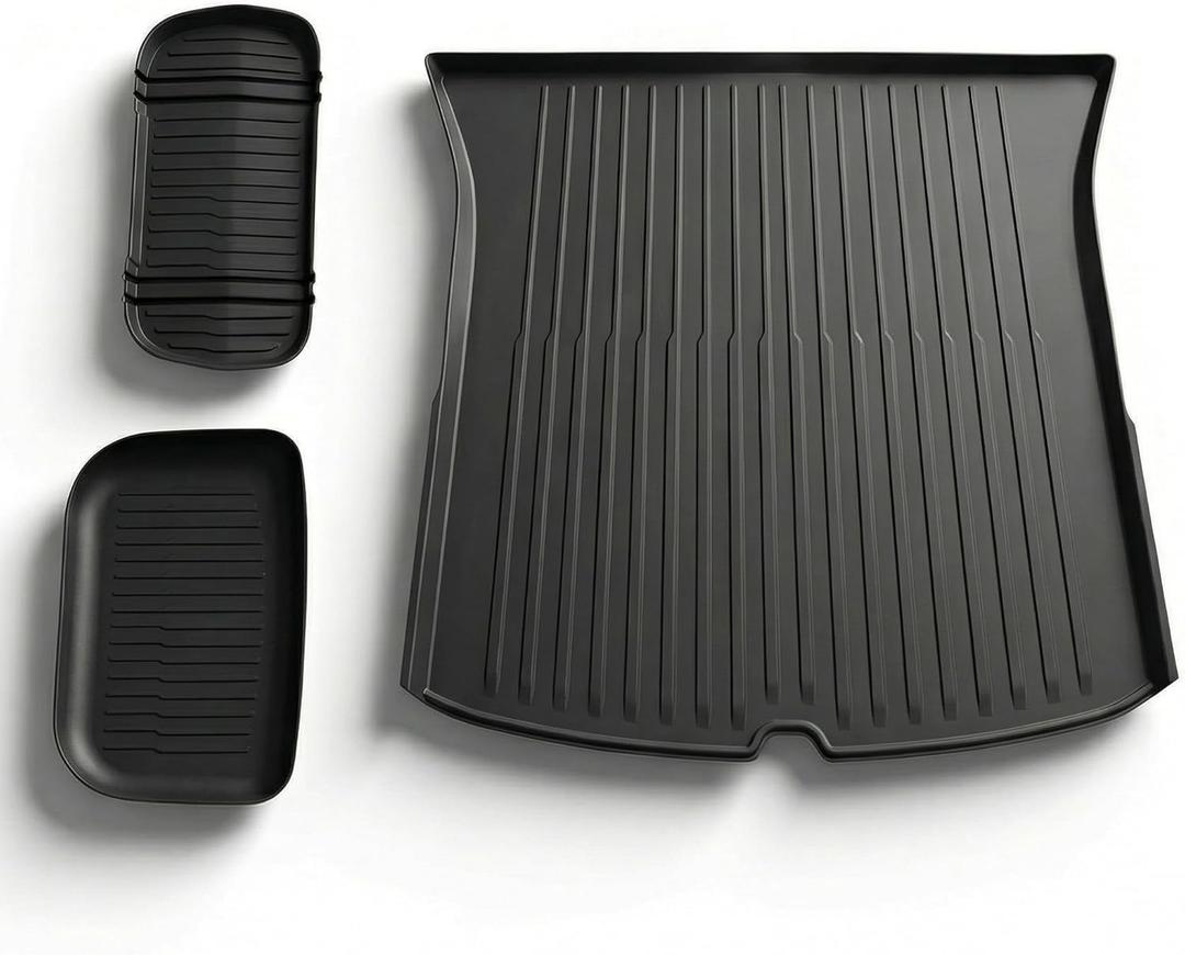 All Weather Cargo Liners for New 2025 2026 Tesla Model Y Juniper Trunk Mat with Front and Rear Frunk Trunk Tray Mats Protector Anti-Slip TPE Accessories (3PCS)