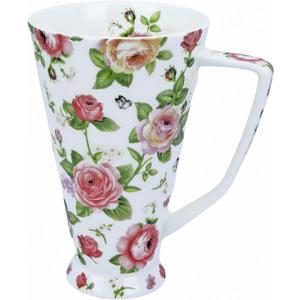 17oz Cute Coffee Mug for Women Bone China Coffee Mug Cute Mugs Christmas Mugs Birthday Gifts for Mom Friends (white garden flower mug)