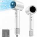 Hair Dryer, 150000 RPM Professional High Speed Blow Dryer, Negative Ionic Hair Dryer for Fast Drying, Low Noise with Magnetic Nozzle for Home Travel Valentine's Day Gift Ideas for Women Men (White)