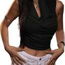 Halter Tank Top Going Out Concert Festival Party Streetwear, Medium, Black 