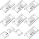 DICOSMETIC 10Pcs Fold Over Jewelry Clasp 925 Sterling Silver Plated Necklace Extension Clasps Brass Bracelet Extenders Small Fastener Extension Clasps for DIY Craft Jewelry Making