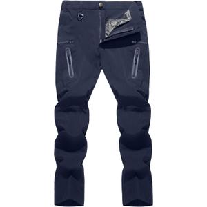 TACVASEN Men's Lightweight Hiking Tactical Pants Waterproof Quick Dry Cargo Work Rain Outdoor Pants 8 Pockets (30, 03 Navy)