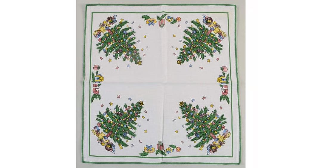 Christmas Pine Tree Napkins,Embroidered Cotton Napkins Set of 5, Washable Cotton Soft Absorbent Square Table Top Decoration for Dining Kitchen Party Wedding