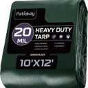 Tarp 10x12 Feet, 20 Mil Waterproof Tarps Heavy Duty with Brass Grommets, Thick Plastic Tarp, UV Resistant Tear&Fade Resistant, Reinforced Edges for Outdoor Pool Car Camp Tent