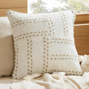 Bedsure Boho Throw Pillow Covers - 100% Cotton, Modern Woven Pillow Cover - Home Decor for Couch, Sofa, 18x18 Inch, Strip, Cream White