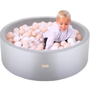 Soft Ball Pit for Toddlers and Babies 35.5 in  Durable Foam Ball Pit for Babies and Toddlers  Balls NOT Included  Grey  Toodly