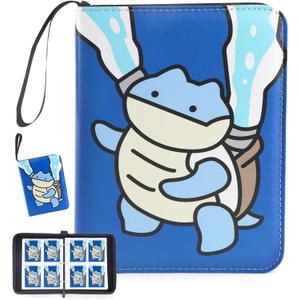 Collectible Trading Card Albums, 400 Card Holders with 50 Removable Sleeves, Portable 4 Pockets Collectible Trading Card Binder, PU Card Collection Binder for MTG, TCG, Sport Card, Game Cards (Turtle)