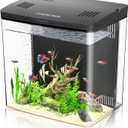 Desktop Fish Tank, 1.2 Gallon Self-Cleaning Smart Aquarium with Filter & 5-Color LED Light, Auto-Cycling Quiet Pump for Betta, Shrimp, Guppy, Goldfish