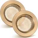 Retisee 2 Pcs Sink Strainer Stainless Steel Kitchen Sink Drain Strainer Basket Cover Mesh Hair Food Catcher, Large Wide Rim of 4.4 Diameter (Champagne Bronze)