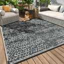 MontVoo Outdoor Rug Waterproof-Patio Rug Mat 5x8 Outdoor RV Camping Picnic Beach Mat Plastic Straw Rugs Outside Outdoor Area Rugs for Balcony Deck Backyard Grey