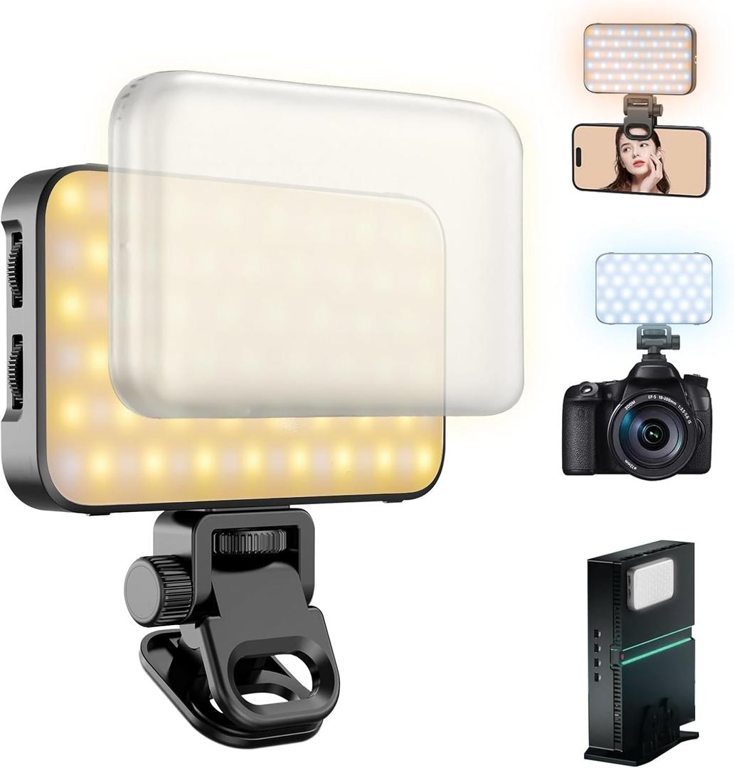 Selfie Light with Soft Diffuser & Built-in Stand, Rechargeable Fill Light for Phone iPhone Android iPad Laptop for Makeup TikTok Selfie Vlog (L01)