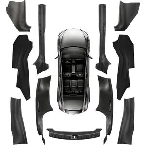 11PCS Carbon Fiber Door Sill Protector Model Y Juniper 2025 2026 8Pcs Door Sill Protector and 2Pcs Center Console Anti-Kick Pads and Rear Bumper Guard for Tesla Model Y Juniper Accessories