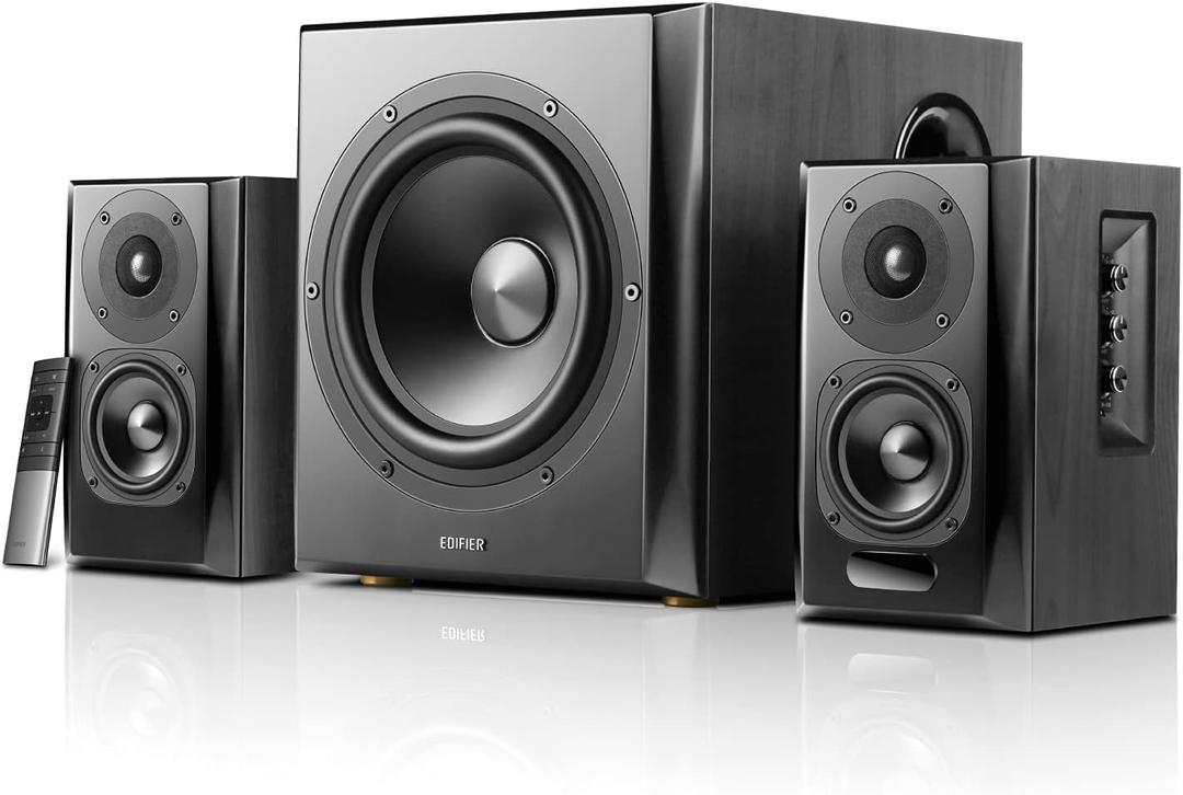 Edifier S351DB Bookshelf Speakers and Subwoofer 2.1 Speaker System Bluetooth V5.1 aptX Wireless Sound for Computer Rooms, Living Room & Dens