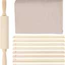 Yuanan 10 PCS Pottery Tools Include 1 Clay Rolling Pin for Clay Pottery 1 Portable Potterys Linen and 8 PCS 4 Size Teaching Rolling Mud Stick Guide Potterys Tool Kit for Ceramic Clays Projects