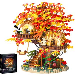 Cherry Blossom Bonsai Tree House Building Blocks Set Plants Flowers Treehouse Architecture Micro Mini Block Kits Gift for Adults and Kids2725 Pieces