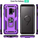 Androgate for Samsung Galaxy S9 Case with HD Screen Protectors, Military-Grade Metal Ring Holder Kickstand 15ft Drop Tested Shockproof Cover Case for Samsung Galaxy S9 (2018), Purple