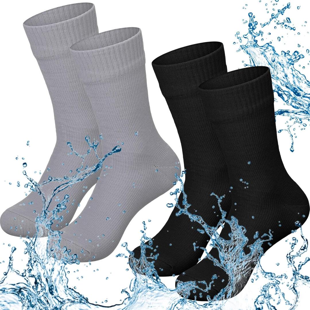 Jeyiour 2 Pairs Waterproof Socks Unisex Waterproof Breathable Outdoor Skiing Hiking Wading Fishing Socks for Men Women (Small)