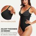 Bodysuits for Women, Tummy Control Full Body Shapewear, Seamless Deep V Neck Thong Body Suit