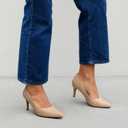 DREAM PAIRS Women's High Stiletto Heels Closed Pointed Toe Dress Pumps Shoes for Wedding Work Office Business, 3 Inches, Size 6.5,Nude/Suede