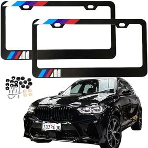 License Plate Frames Cover Compatible with BMW License Plate (3 Color Sport) Front and Back 2 Pcs Pack, Aluminum Frame Holder new2