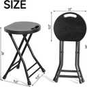 LEDLAY18 Inch Folding Stool with Handle - 500LBS Capacity Portable Foldable Stool with Non-Slip Feet, Heavy-Duty Steel & Plastic Collapsible Stool for Indoor Outdoor Use, Black