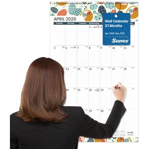 SUNEE 2026 Wall Calendar Large 22.75"x15.5", 21 Month Calendar (Ends December 2027), Vertical Extra Large, Seasons Color